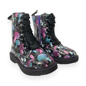 Spellbound Soles Kids Mushroom High Top Chunky Combat Boots Pinks Blues‎ Black